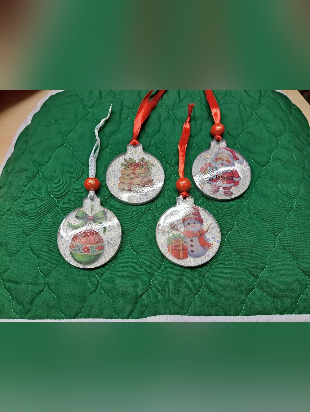 4 Vintage Inspired RESIN Ornaments